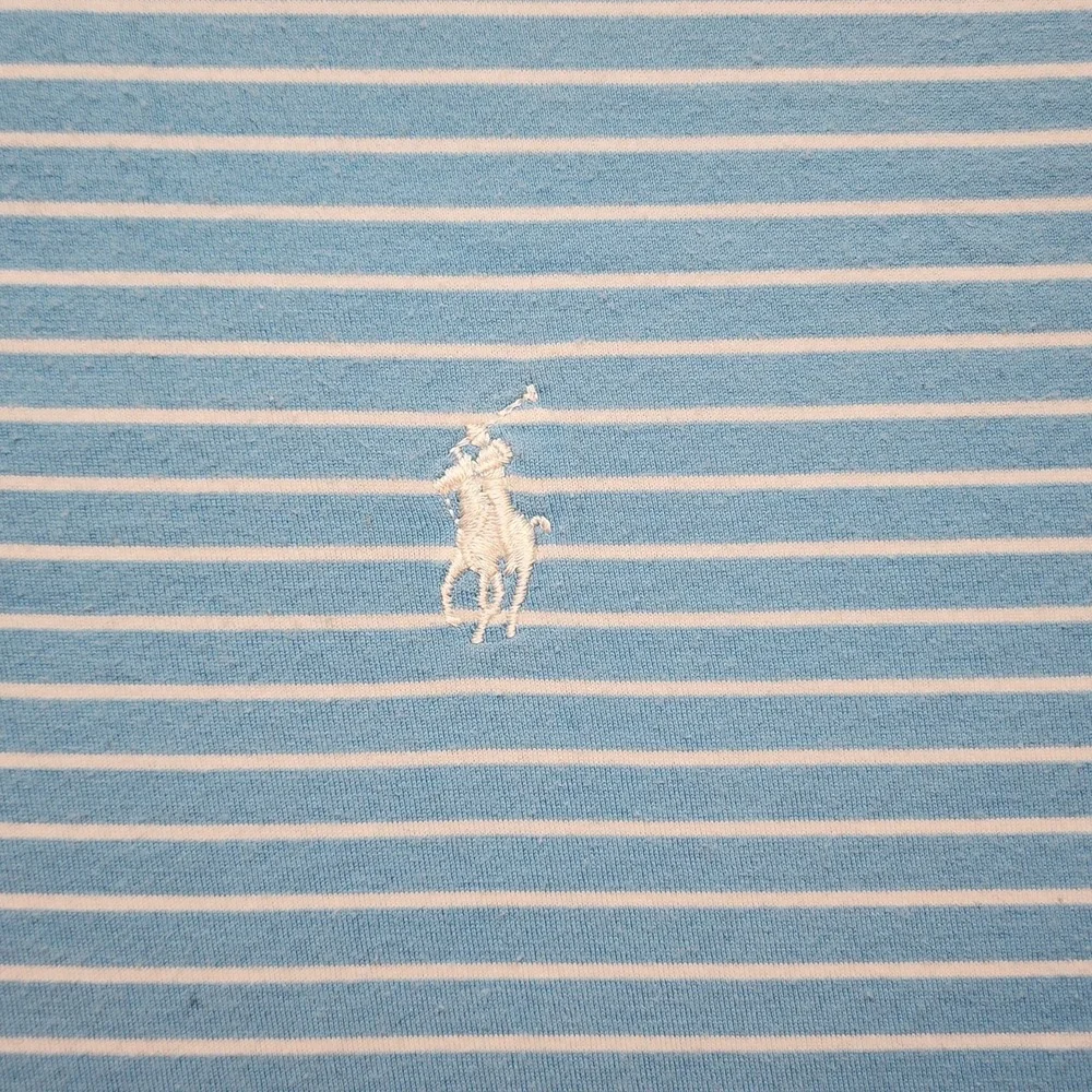 Polo Golf Ralph Lauren Striped Polo Shirt Men's Large Blue White Short Sleeve Co